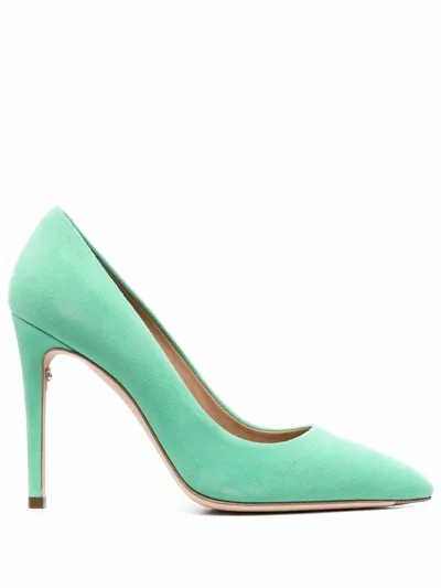 Ferragamo Suede 115mm Pointed Toe Pumps In Green