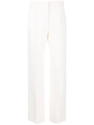 Valentino High-waisted Straight-leg Trousers In White