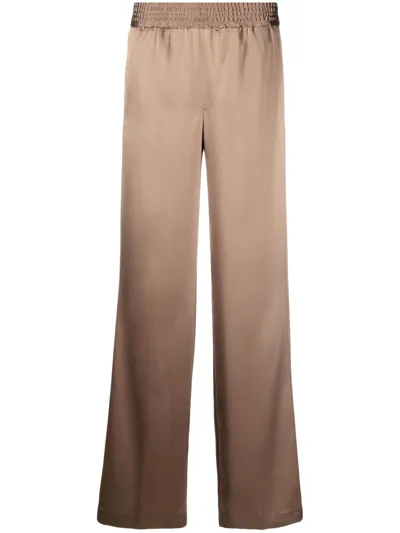 Pt01 Wide-leg Elasticated Trousers In Brown