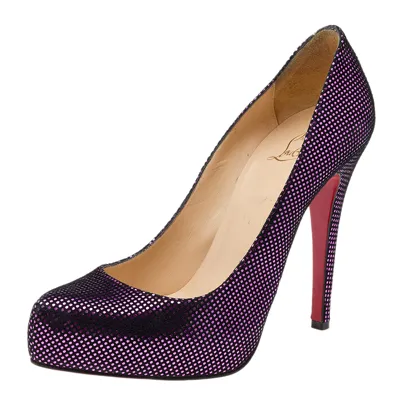 Pre-owned Christian Louboutin Metallic Purple Suede Rolando Platform Pumps Size 37.5