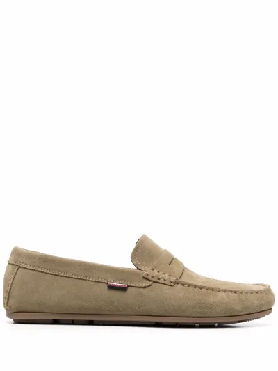 Tommy Hilfiger Logo-patch Driver Loafers In Green