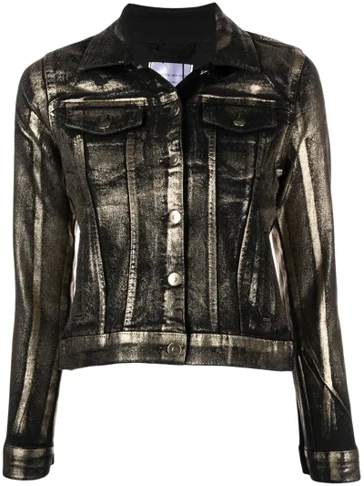 Madison.maison Metallic Denim Jacket In Gold