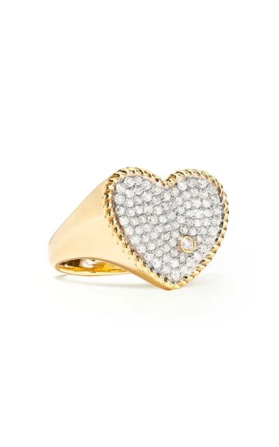 Yvonne Léon Women's 18k Yellow Gold And Diamond Heart Signet Ring In Metallic