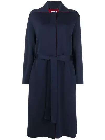 Ferragamo Bicolour Belted Wool Coat In Blue