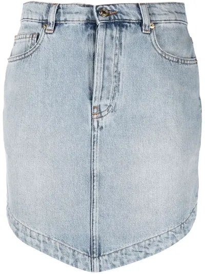 Alexandre Vauthier Crystallized Denim Mini Skirt In Light Blue