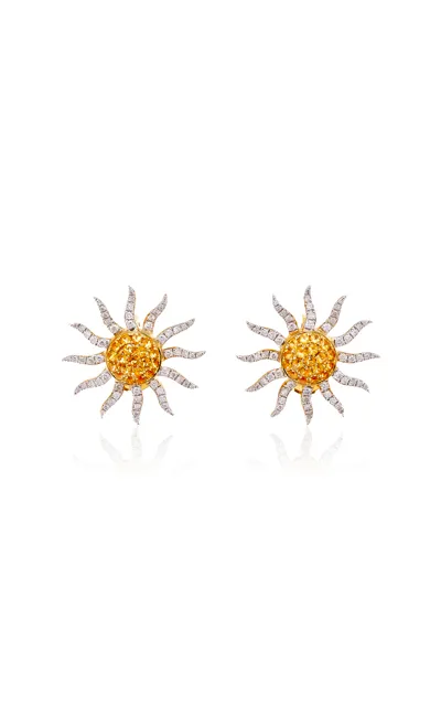 Yvonne Léon Sun 18k Yellow Gold Diamond; Citrine Earrings