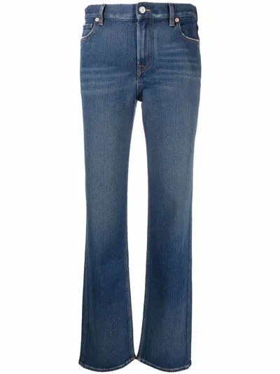 Valentino Distressed Denim Straight-leg Pants In Blue