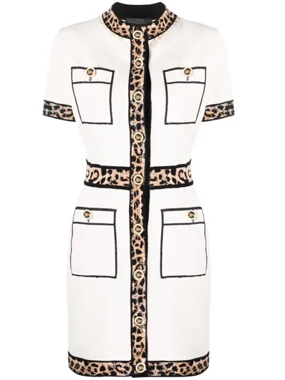 Philipp Plein Leopard Trim Dress In Multi