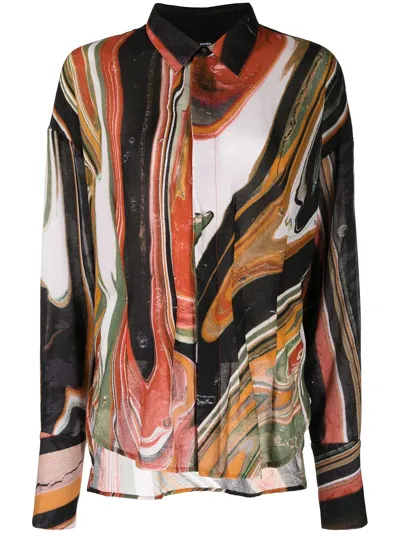 Bassike Abstract-print Cotton Shirt In Mehrfarbig