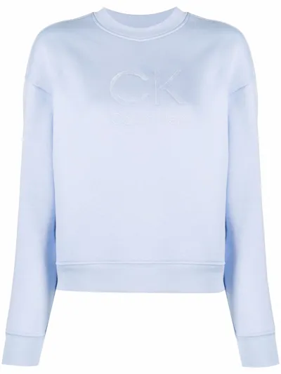 Calvin Klein Logo-print Sweatshirt In Blue