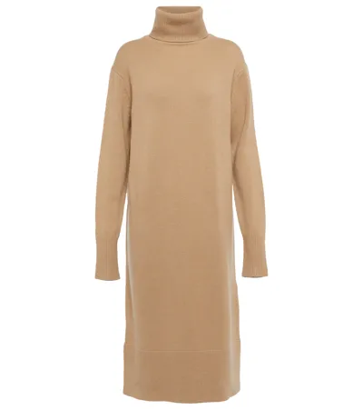 Joseph Pure Cashmere High Neck Dress In Almond