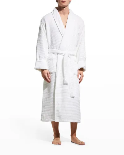 Neiman Marcus Men's Hydrocotton Waffle Terry Robe In White