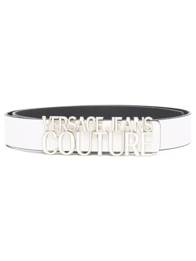 Versace Jeans Couture Logo-lettered Leather Belt In White