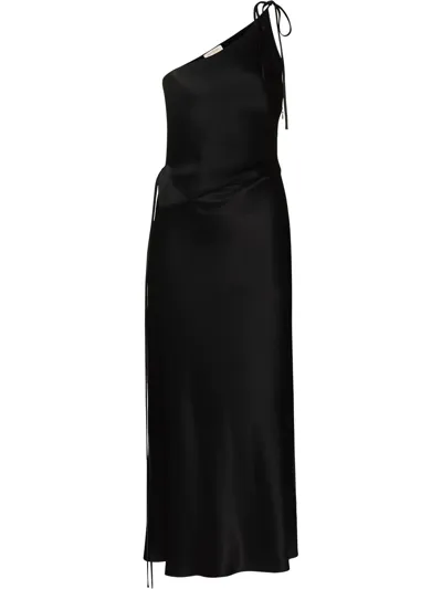 Materiel Women's Asymmetric Silk-blend Midi Dress In Black