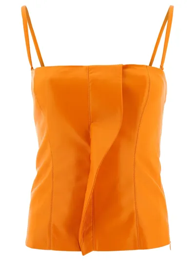 Nanushka Vegan Leather Thin-strap Camisole In Orange