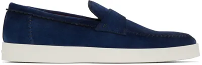 Santoni Men's Dowdy Stitch Suede Loafers In Blue