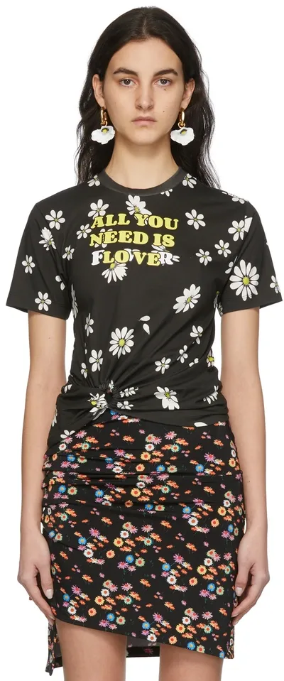 Rabanne Ssense Exclusive Black Capsule Daisy Print T-shirt In M116 Black Daisy