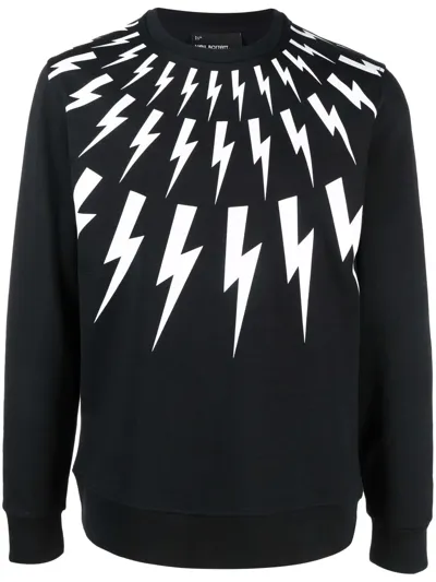 Neil Barrett Thunderbolt Print Sweatshirt In Black