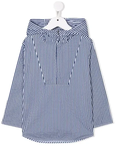 Il Gufo Kids' Stripe-print Hooded Jacket In White