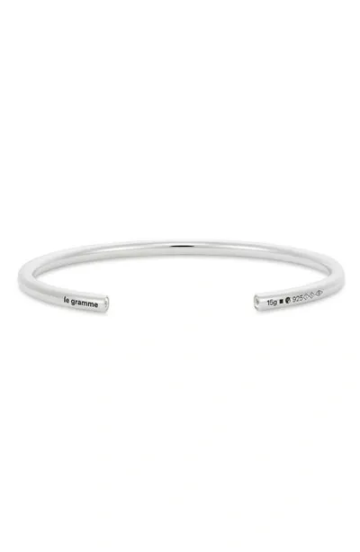 Le Gramme 15g Diamond Polished Sterling Silver Cuff Bracelet In Metallic