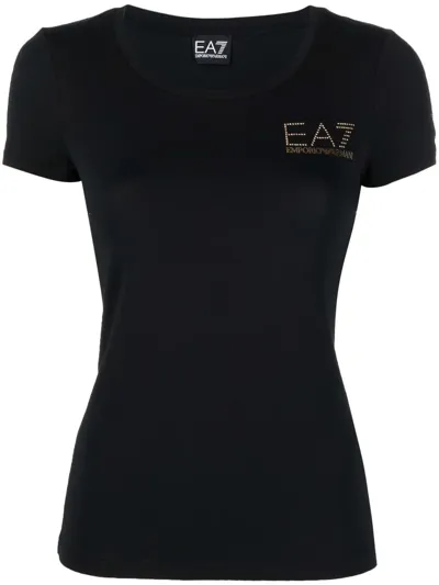 Ea7 Logo-print Short-sleeved T-shirt In Black