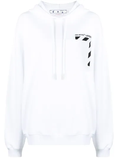 Off-white Diagonal Pocket Regular Hoodie In White Black