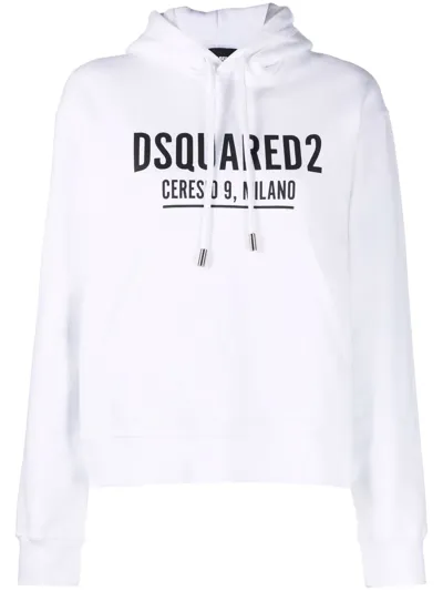 Dsquared2 Logo-print Cotton Hoodie In White