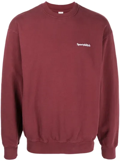 Sporty And Rich Chest-logo Crewneck Sweatshirt In Rot