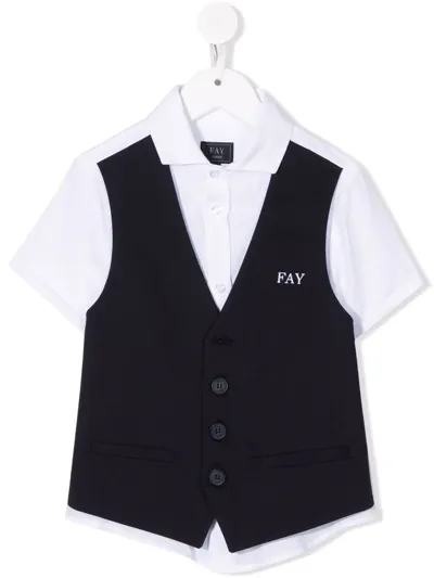 Fay Babies' Embroidered-logo Short-sleeved Shirt In White