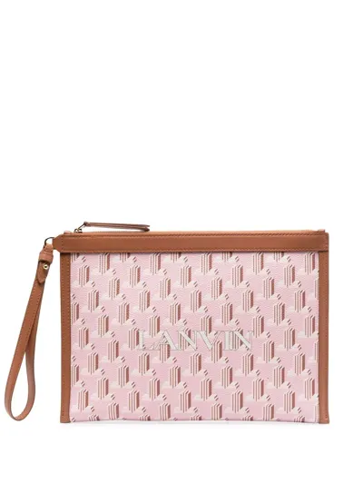 Lanvin Monogram-print Clutch In Pink