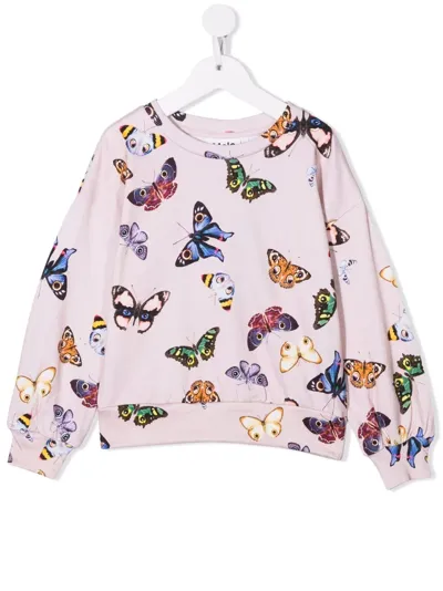 Molo Kids' Butterfly-print Sweatshirt In Pink