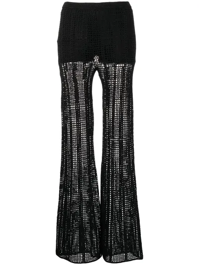 Dion Lee Crochet-knit Flared Trousers In Black