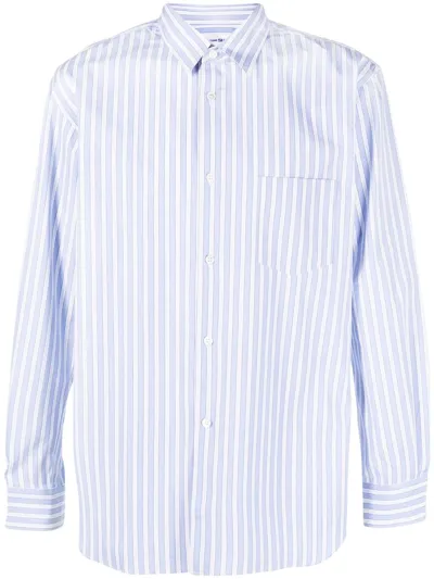 Comme Des Garçons Shirt Vertical Stripe-print Patch-pocket Shirt In Blue