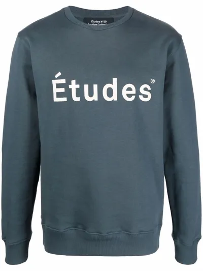 Etudes Studio Logo-print Crew Neck Sweatshirt In Blau