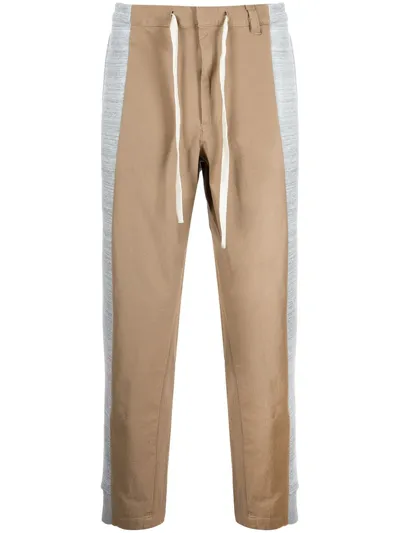 Romeo Hunte Panelled Drawstring Chinos In Brown