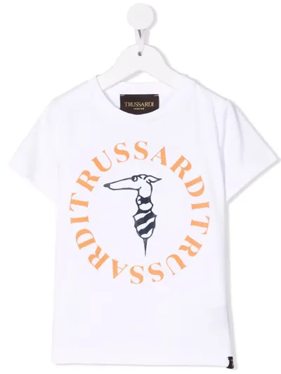 Trussardi Junior Kids' Logo-print Cotton T-shirt In White