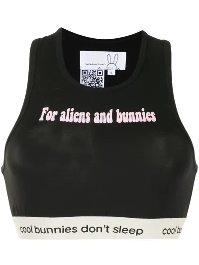 Natasha Zinko Aliens And Bunnies Crop Top In Black