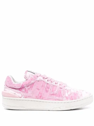 Lanvin Logo-patch Lace-up Sneakers In Pink