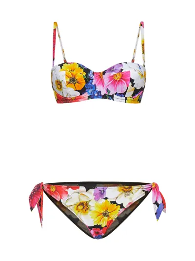 Dolce & Gabbana Floral Print Bikini Set In Multi