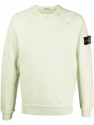 Stone Island Compass-badge Crew-neck Sweatshirt In Yellow