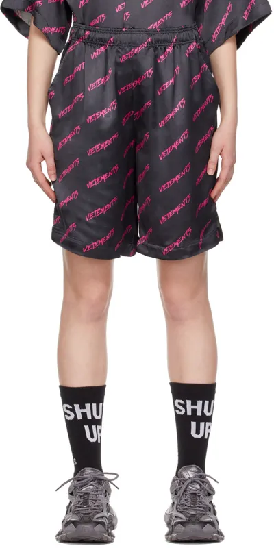 Vetements Black Monogram Pyjama Shorts