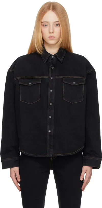 Wardrobe.nyc Oversized Denim Button Jacket In Black