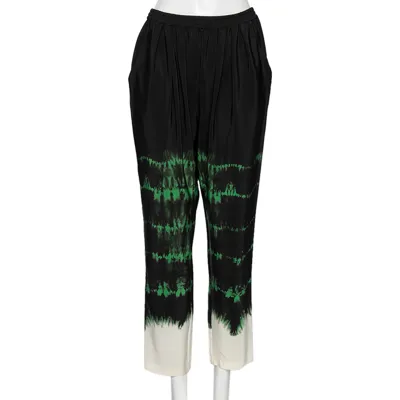 Pre-owned Stella Mccartney Black Tie-dye Printed Silk Pants M