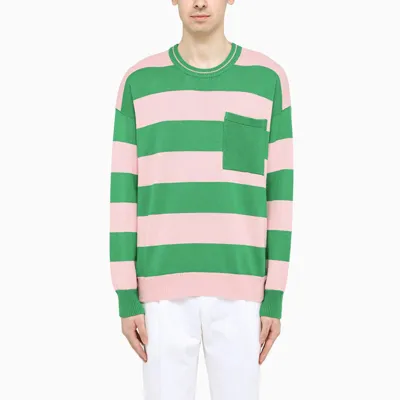 Roberto Collina Pink And Green Striped Sweater