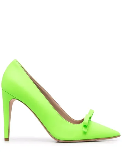 Redv Bow-embellished Pumps In Verde Fluo