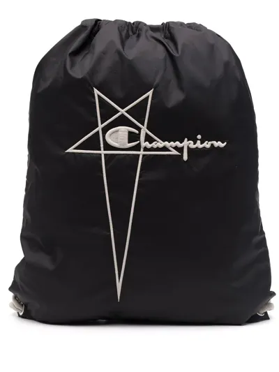 Rick Owens X Champion Fogachine Drawstring Backpack In Black