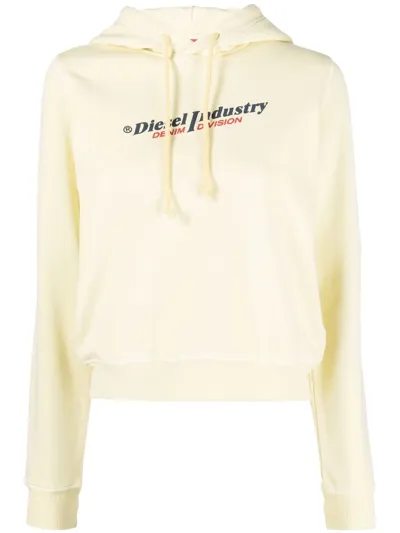 Diesel Slogan-print Hoodie In Yellow