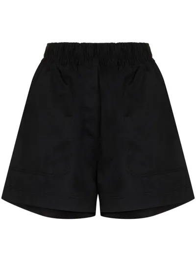 Lee Mathews High Waist Organic Cotton Shorts In Black