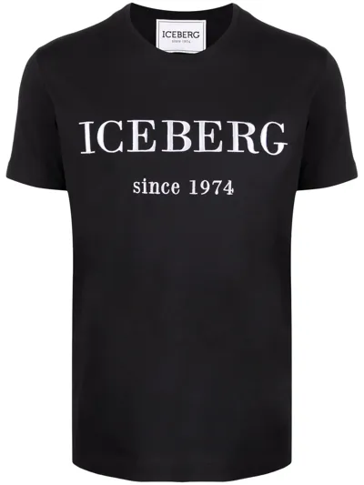 Iceberg Logo-print Cotton T-shirt In Black