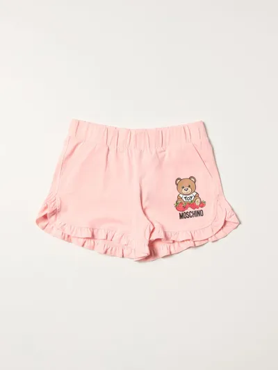 Moschino Kid Kids' Jogging Shorts With Teddy In Pink